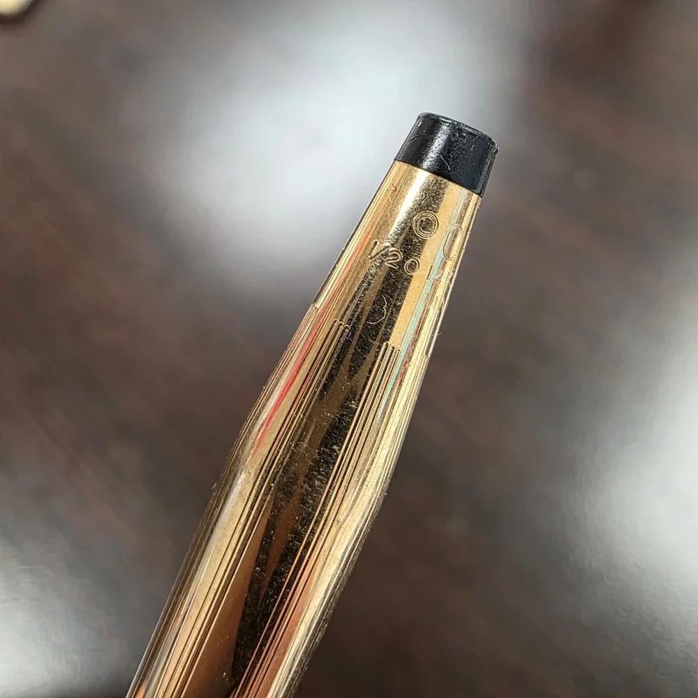 Cross 14KT Gold Filled Ballpoint Pen Vintage Pinstripe Made in USA 1/20 14K